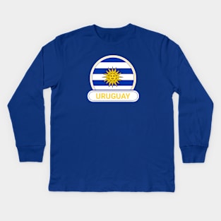 Uruguay Country Badge - Uruguay Flag Kids Long Sleeve T-Shirt